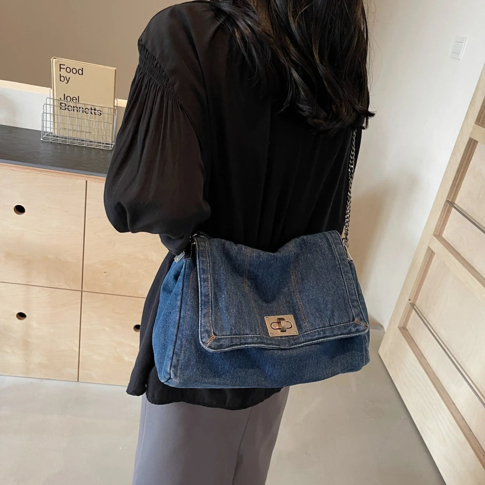 Denim Shoulder Tote