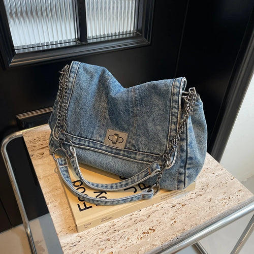 Denim Shoulder Tote